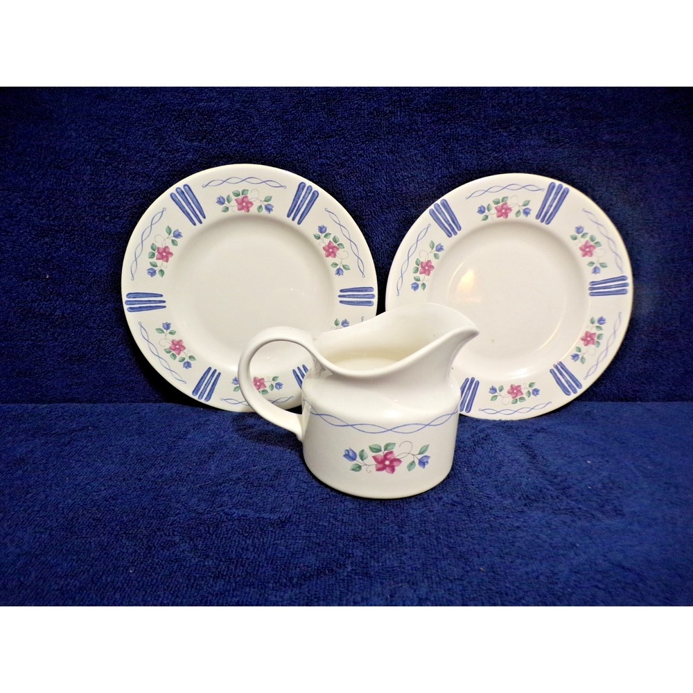 Pfaltzgraff "Bonnie Brae" 2 Salad Dessert Plates 8" & Creamer Jug Discontinued
